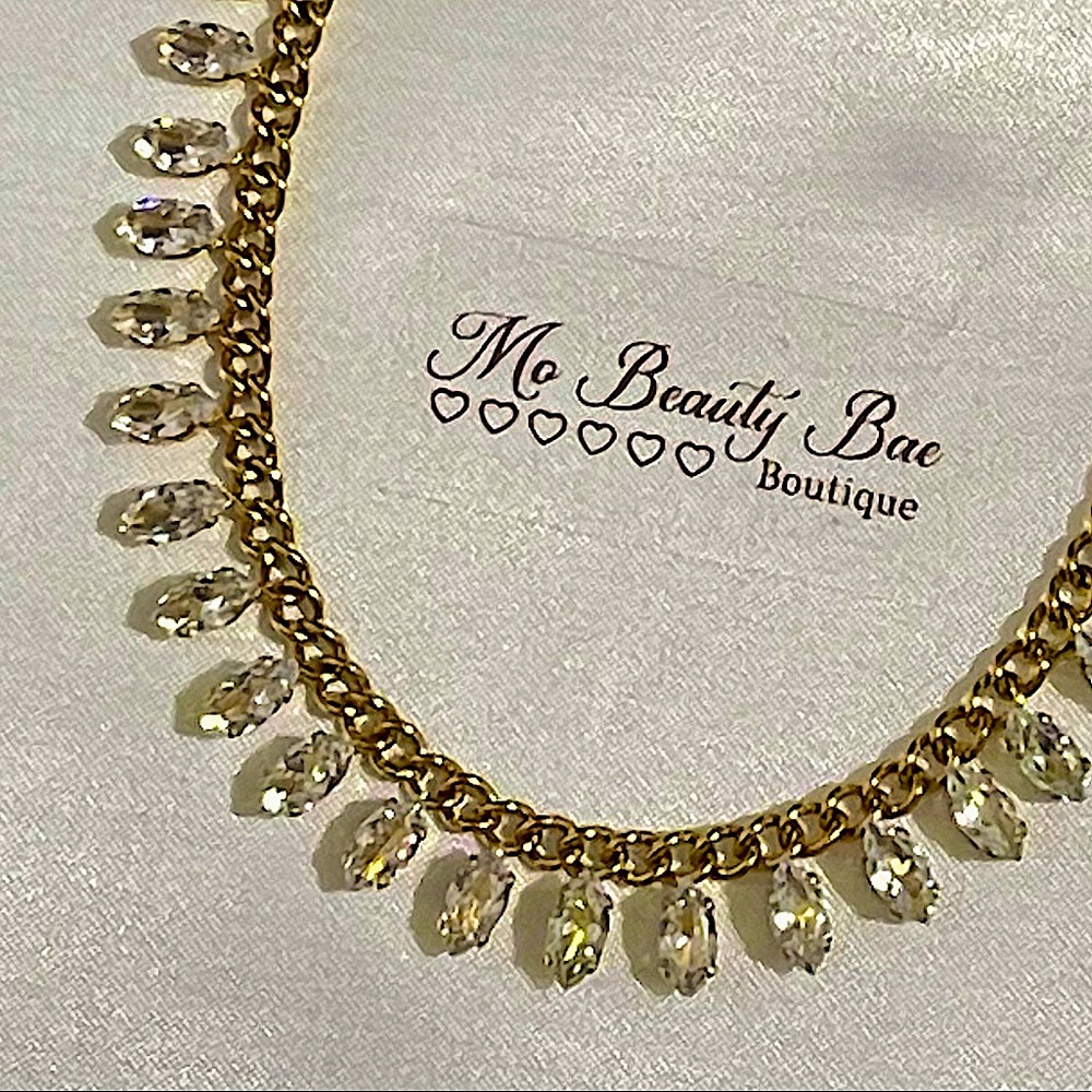Gold Chain Crystal Necklace